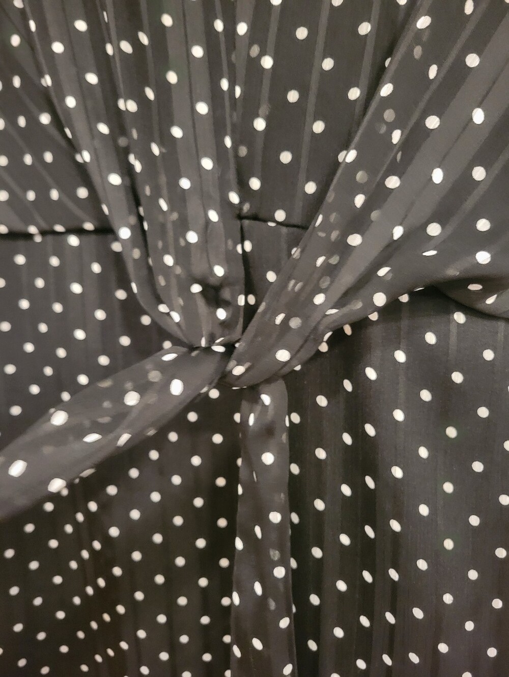 Lauren Ralph Lauren Black & White Polka Dot Dress Front Tie V Neck 10 Careerwear - Picture 3 of 16